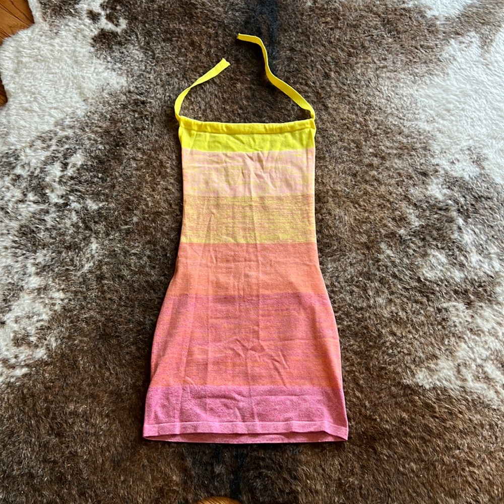 Pink Ombré Summer Halter Dress Swimsuit Cover-Up